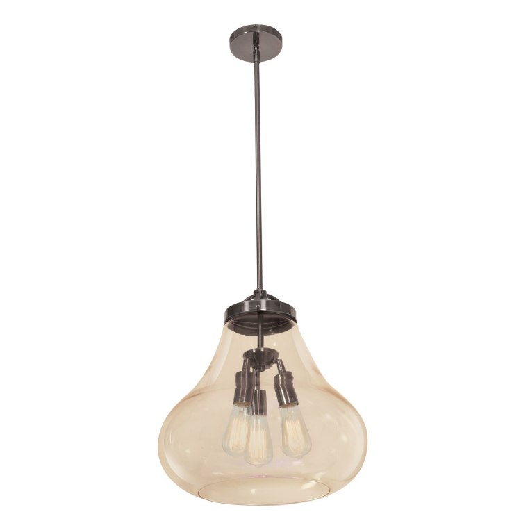 Foto para 180w (3 x 60) Flux E-26 ST-18 Incandescent Dry Location Distressed Bronze Amber Vintage Lamped Pendant (CAN 0.75"Ø4.75")
