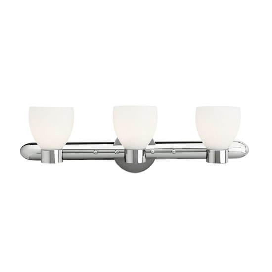 Picture of 180w (3 x 60) Frisco E-26 A-19 Incandescent Damp Location Chrome Opal Wall & Vanity (CAN 26.25"x2"x0.88"Ø4.75")