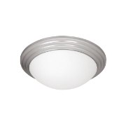 Picture of 180w (3 x 60) Strata E-26 A-19 Incandescent Damp Location Brushed Steel Opal Flush-Mount
