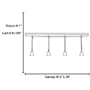 Foto para 180w (3 x 60) Trinity E-26 A-19 Incandescent Dry Location Brushed Steel Bar Pendant Assembly (CAN 4.5")