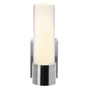 Foto para 18w Aqueous 2G11 FT18DL Fluorescent Damp Location Brushed Steel Opal Wall Fixture (CAN 5.9"x4.25"x0.75")