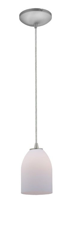 Foto para 18w Bordeaux Glass Pendant GU-24 Spiral Fluorescent Dry Location Brushed Steel Opal Glass 7.5"Ø5.25" (CAN 1.25"Ø5.25")