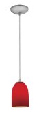 Foto para 18w Bordeaux Glass Pendant GU-24 Spiral Fluorescent Dry Location Brushed Steel Red Glass 7.5"Ø5.25" (CAN 1.25"Ø5.25")