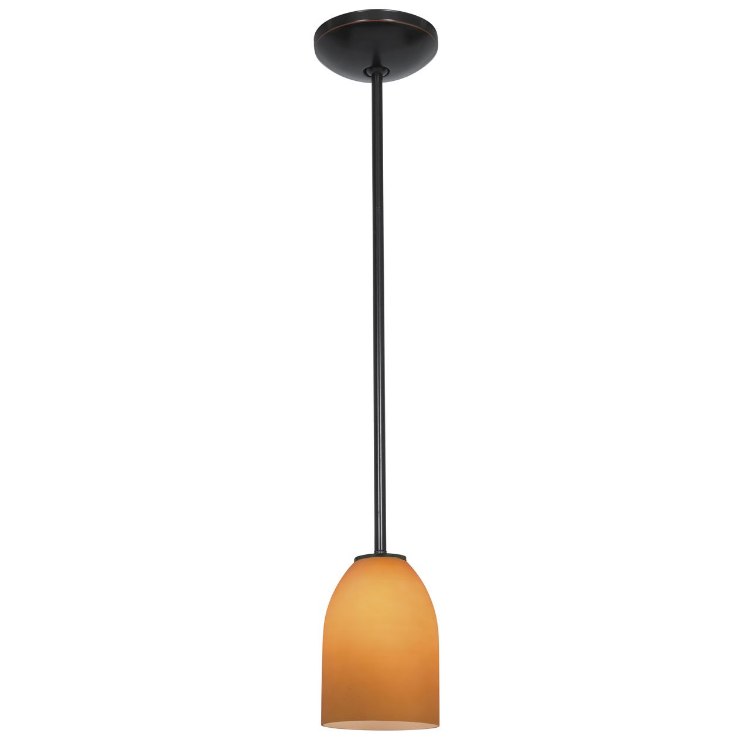 Foto para 18w Bordeaux Glass Pendant GU-24 Spiral Fluorescent Dry Location Oil Rubbed Bronze Amber Glass 7.5"Ø5.25" (CAN 1.25"Ø5.25")