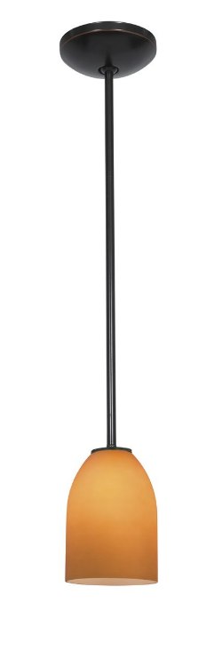 Foto para 18w Bordeaux Glass Pendant GU-24 Spiral Fluorescent Dry Location Oil Rubbed Bronze Amber Glass 7.5"Ø5.25" (CAN 1.25"Ø5.25")