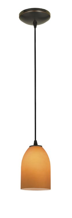 Foto para 18w Bordeaux Glass Pendant GU-24 Spiral Fluorescent Dry Location Oil Rubbed Bronze Amber Glass 7.5"Ø5.25" (CAN 1.25"Ø5.25")