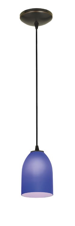 Foto para 18w Bordeaux Glass Pendant GU-24 Spiral Fluorescent Dry Location Oil Rubbed Bronze Cobalt Glass 7.5"Ø5.25" (CAN 1.25"Ø5.25")