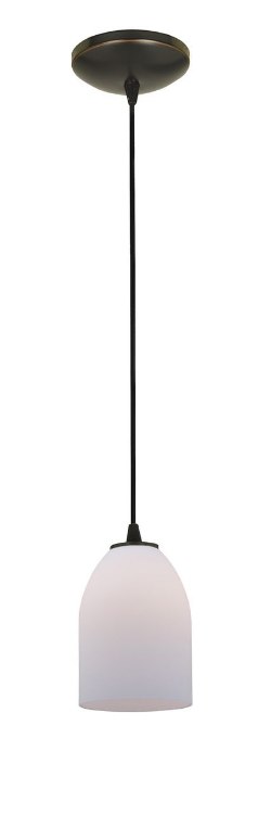 Foto para 18w Bordeaux Glass Pendant GU-24 Spiral Fluorescent Dry Location Oil Rubbed Bronze Opal Glass 7.5"Ø5.25" (CAN 1.25"Ø5.25")