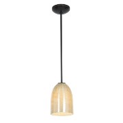 Picture of 18w Bordeaux Glass Pendant GU-24 Spiral Fluorescent Dry Location Oil Rubbed Bronze Wicker Amber Glass 7.5"Ø5.25" (CAN 1.25"Ø5.25")