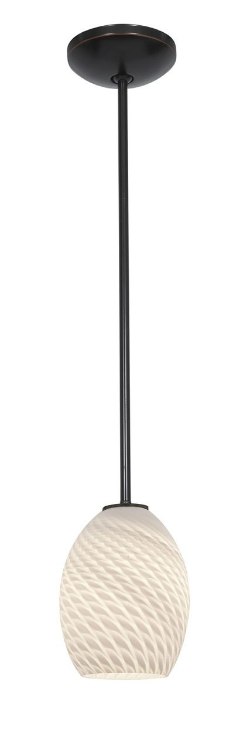 Foto para 18w Brandy FireBird Glass Pendant GU-24 Spiral Fluorescent Dry Location Oil Rubbed Bronze White Firebird Glass 9"Ø6" (CAN 1.25"Ø5.25")