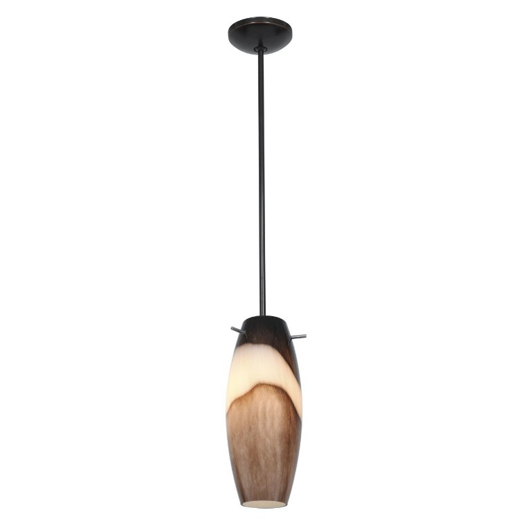 Foto para 18w Cabernet Glass Pendant GU-24 Spiral Fluorescent Dry Location Oil Rubbed Bronze Brown Slate Glass 12"Ø4.9" (CAN 1.25"Ø5.25")