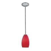 Picture of 18w Champagne Glass Pendant GU-24 Spiral Fluorescent Dry Location Brushed Steel Red Glass 9"Ø5" (CAN 1.25"Ø5.25")