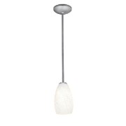 Picture of 18w Champagne Glass Pendant GU-24 Spiral Fluorescent Dry Location Brushed Steel White Stone Glass 9"Ø5" (CAN 1.25"Ø5.25")