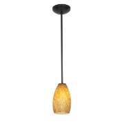 Picture of 18w Champagne Glass Pendant GU-24 Spiral Fluorescent Dry Location Oil Rubbed Bronze Amber Stone Glass 9"Ø5" (CAN 1.25"Ø5.25")