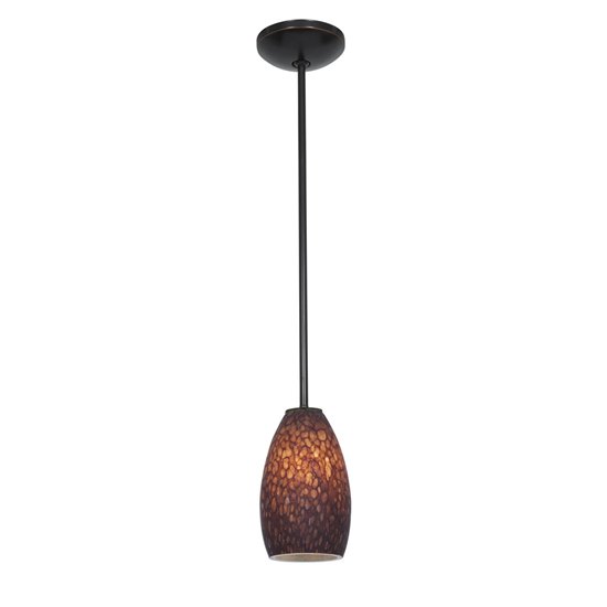Picture of 18w Champagne Glass Pendant GU-24 Spiral Fluorescent Dry Location Oil Rubbed Bronze Brown Stone Glass 9"Ø5" (CAN 1.25"Ø5.25")