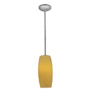 Picture of 18w Cognac Glass Pendant GU-24 Spiral Fluorescent Dry Location Brushed Steel Amber Glass 10.25"Ø4.75" (CAN 1.25"Ø5.25")