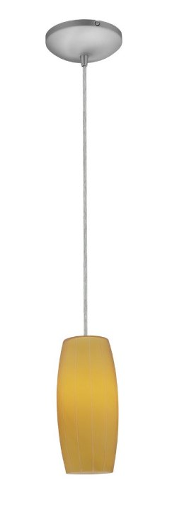 Foto para 18w Cognac Glass Pendant GU-24 Spiral Fluorescent Dry Location Brushed Steel Amber Glass 10.25"Ø4.75" (CAN 1.25"Ø5.25")