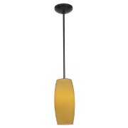 Picture of 18w Cognac Glass Pendant GU-24 Spiral Fluorescent Dry Location Oil Rubbed Bronze Amber Glass 10.25"Ø4.75" (CAN 1.25"Ø5.25")