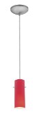 Foto para 18w Cylinder Glass Pendant GU-24 Spiral Fluorescent Dry Location Brushed Steel Red Glass 10"Ø4" (CAN 1.25"Ø5.25")