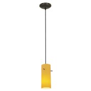 Foto para 18w Cylinder Glass Pendant GU-24 Spiral Fluorescent Dry Location Oil Rubbed Bronze Amber Glass 10"Ø4" (CAN 1.25"Ø5.25")