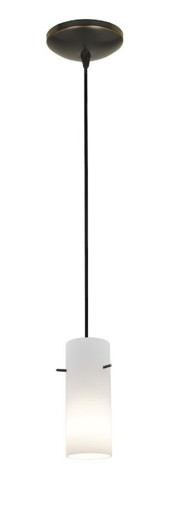 Foto para 18w Cylinder Glass Pendant GU-24 Spiral Fluorescent Dry Location Oil Rubbed Bronze Opal Glass 10"Ø4" (CAN 1.25"Ø5.25")
