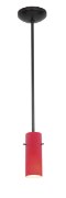Foto para 18w Cylinder Glass Pendant GU-24 Spiral Fluorescent Dry Location Oil Rubbed Bronze Red Glass 10"Ø4" (CAN 1.25"Ø5.25")