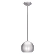 Picture of 18w DecoBall GU-24 Spiral Fluorescent Dry Location Brushed Steel Ball Pendant 8" (CAN 1.25"Ø5.25")