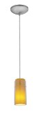 Foto para 18w Glass`n Glass  Cylinder Pendant GU-24 Spiral Fluorescent Dry Location Brushed Steel Clear Amber Glass 10"Ø4.5" (CAN 1.25"Ø5.25")