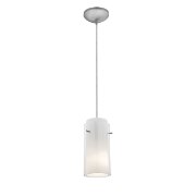 Foto para 18w Glass`n Glass  Cylinder Pendant GU-24 Spiral Fluorescent Dry Location Brushed Steel Clear Opal Glass 10"Ø4.5" (CAN 1.25"Ø5.25")