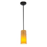 Foto para 18w Glass`n Glass  Cylinder Pendant GU-24 Spiral Fluorescent Dry Location Oil Rubbed Bronze Clear Amber Glass 10"Ø4.5" (CAN 1.25"Ø5.25")