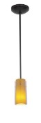 Picture of 18w Glass`n Glass  Cylinder Pendant GU-24 Spiral Fluorescent Dry Location Oil Rubbed Bronze Clear Amber Glass 10"Ø4.5" (CAN 1.25"Ø5.25")