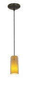 Foto para 18w Glass`n Glass  Cylinder Pendant GU-24 Spiral Fluorescent Dry Location Oil Rubbed Bronze Clear Amber Glass 10"Ø4.5" (CAN 1.25"Ø5.25")