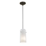 Foto para 18w Glass`n Glass  Cylinder Pendant GU-24 Spiral Fluorescent Dry Location Oil Rubbed Bronze Clear Opal Glass 10"Ø4.5" (CAN 1.25"Ø5.25")