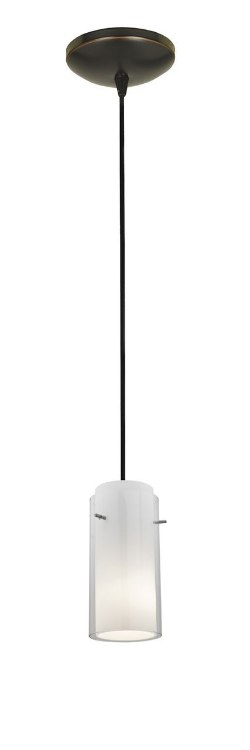 Foto para 18w Glass`n Glass  Cylinder Pendant GU-24 Spiral Fluorescent Dry Location Oil Rubbed Bronze Clear Opal Glass 10"Ø4.5" (CAN 1.25"Ø5.25")