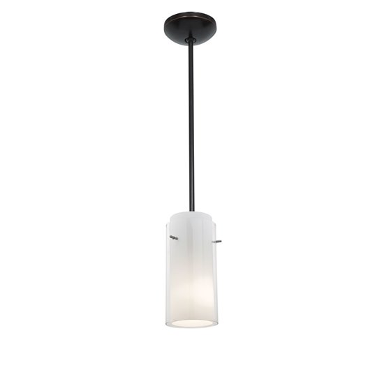 Foto para 18w Glass`n Glass  Cylinder Pendant GU-24 Spiral Fluorescent Dry Location Oil Rubbed Bronze Clear Opal Glass 10"Ø4.5" (CAN 1.25"Ø5.25")