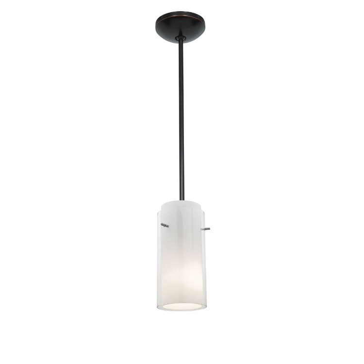 Foto para 18w Glass`n Glass  Cylinder Pendant GU-24 Spiral Fluorescent Dry Location Oil Rubbed Bronze Clear Opal Glass 10"Ø4.5" (CAN 1.25"Ø5.25")