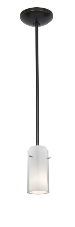 Foto para 18w Glass`n Glass  Cylinder Pendant GU-24 Spiral Fluorescent Dry Location Oil Rubbed Bronze Clear Opal Glass 10"Ø4.5" (CAN 1.25"Ø5.25")