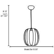 Picture of 18w Helix GU-24 Spiral Fluorescent Dry Location Aluminum Opal Pendant 15"Ø13.25" (CAN 0.75"Ø5.5")