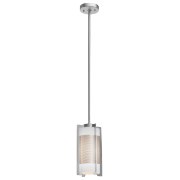Foto para 18w Iron GU-24 Spiral Fluorescent Dry Location Brushed Steel Opal Pendant (CAN 1"Ø4.6")