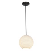 Picture of 18w L Japanese Lantern Glass Pendant GU-24 Spiral Fluorescent Dry Location Oil Rubbed Bronze White Lined Glass 12"Ø12" (CAN 1.25"Ø5.25")