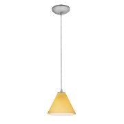 Picture of 18w Martini Glass Pendant GU-24 Spiral Fluorescent Dry Location Brushed Steel Amber Glass 6"Ø7" (CAN 1.25"Ø5.25")