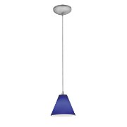 Picture of 18w Martini Glass Pendant GU-24 Spiral Fluorescent Dry Location Brushed Steel Cobalt Glass 6"Ø7" (CAN 1.25"Ø5.25")