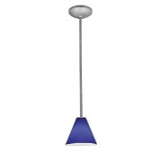 Picture of 18w Martini Glass Pendant GU-24 Spiral Fluorescent Dry Location Brushed Steel Cobalt Glass 6"Ø7" (CAN 1.25"Ø5.25")