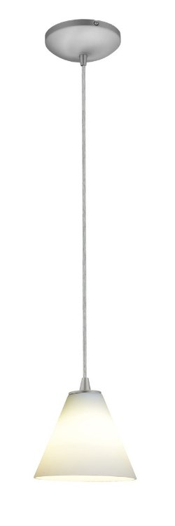 Foto para 18w Martini Glass Pendant GU-24 Spiral Fluorescent Dry Location Brushed Steel White Glass 6"Ø7" (CAN 1.25"Ø5.25")