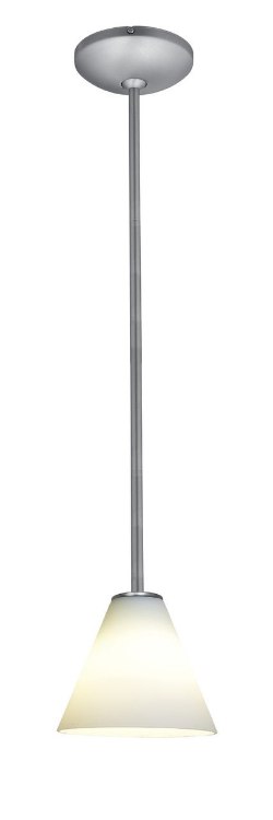 Foto para 18w Martini Glass Pendant GU-24 Spiral Fluorescent Dry Location Brushed Steel White Glass 6"Ø7" (CAN 1.25"Ø5.25")