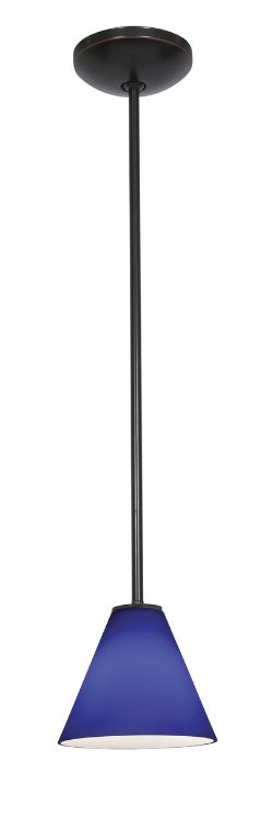 Foto para 18w Martini Glass Pendant GU-24 Spiral Fluorescent Dry Location Oil Rubbed Bronze Cobalt Glass 6"Ø7" (CAN 1.25"Ø5.25")