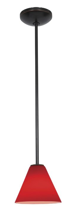 Foto para 18w Martini Glass Pendant GU-24 Spiral Fluorescent Dry Location Oil Rubbed Bronze Red Glass 6"Ø7" (CAN 1.25"Ø5.25")