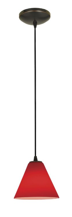 Foto para 18w Martini Glass Pendant GU-24 Spiral Fluorescent Dry Location Oil Rubbed Bronze Red Glass 6"Ø7" (CAN 1.25"Ø5.25")