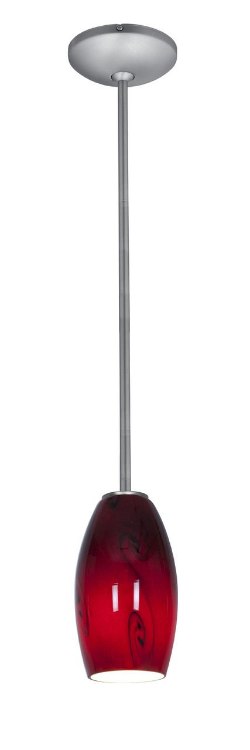 Foto para 18w Merlot Glass Pendant GU-24 Spiral Fluorescent Dry Location Brushed Steel Red Sky Glass 8"Ø3.5" (CAN 1.25"Ø5.25")