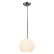 Picture of 18w Nitrogen GU-24 Spiral Fluorescent Dry Location Brushed Steel Opal Ball Pendant 8" (CAN 1.25"Ø5.25")